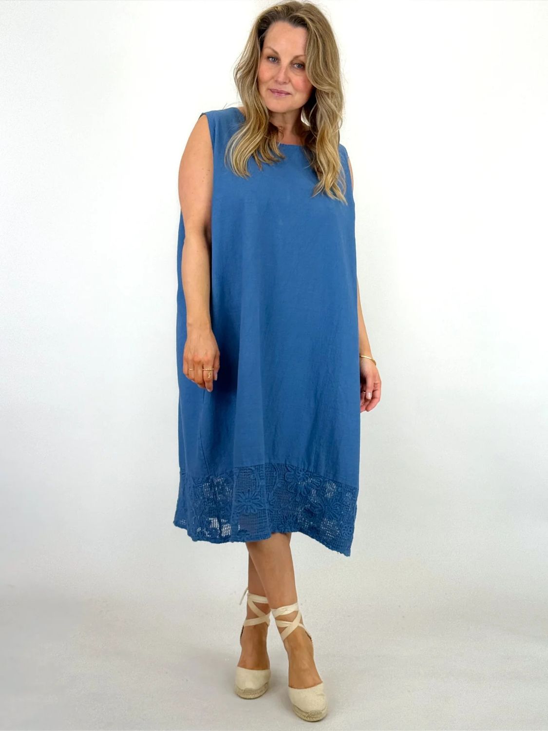 Made in Italy | Padstow Linen Tunic Vest |Denim