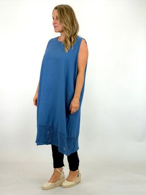 Made in Italy | Padstow Linen Tunic Vest |Denim