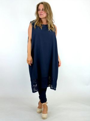 Made in Italy | Padstow Linen Tunic Vest  Navy