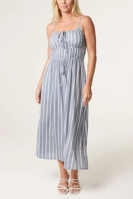 Pinstripe Tie Front Bust Dress Denim