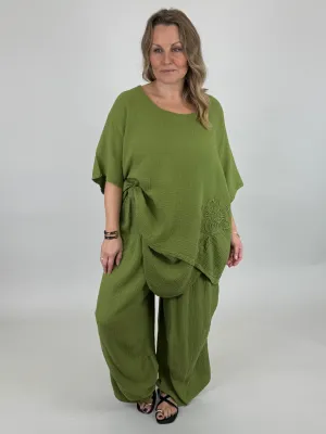 MADE IN ITALY | Lena Cotton Trousers Denim | One Size 10-24uk