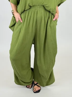 MADE IN ITALY | Lena Cotton Trousers Denim | One Size 10-24uk