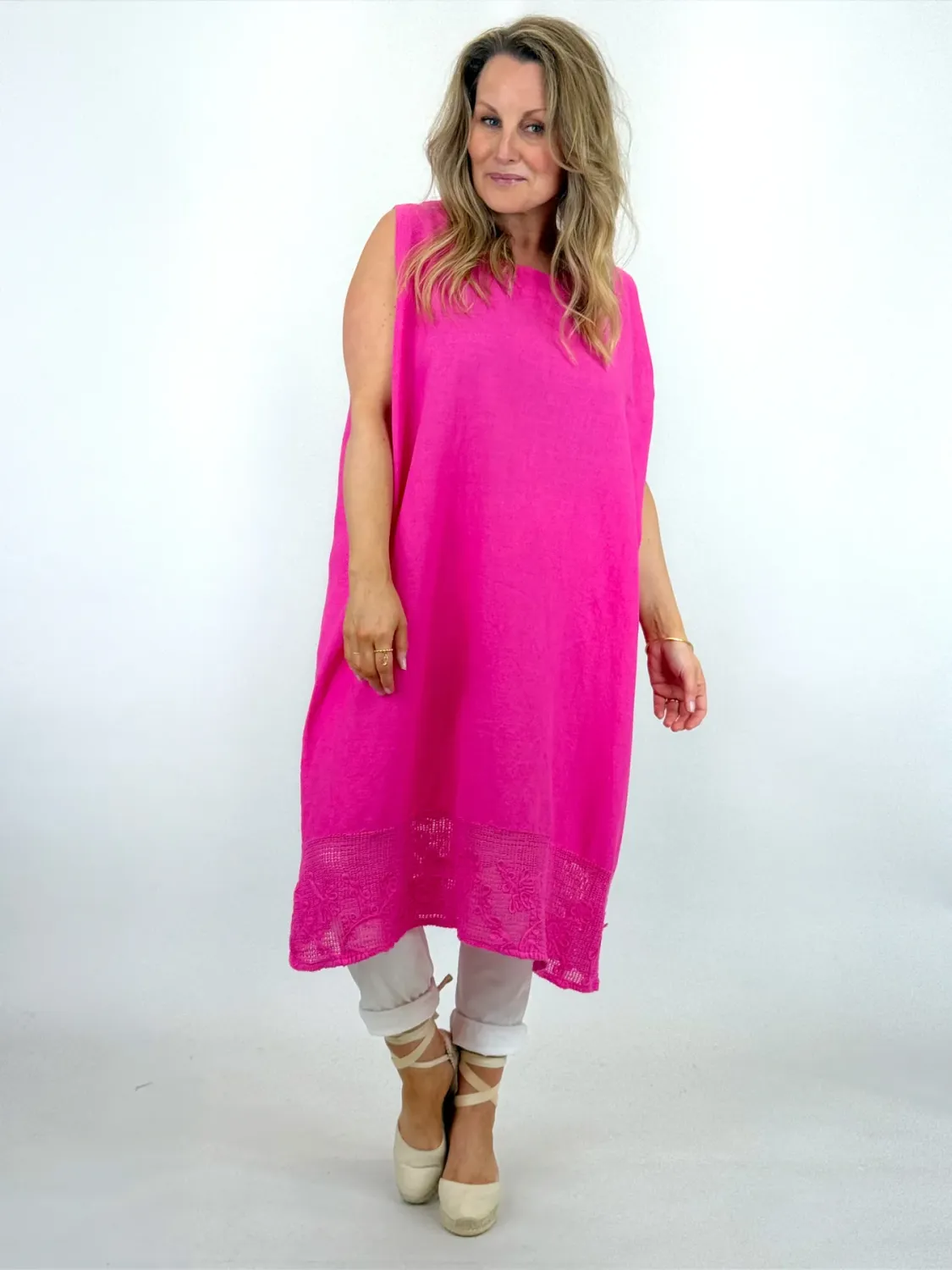 Made in Italy  Padstow Linen Tunic Vest  Fuchsia