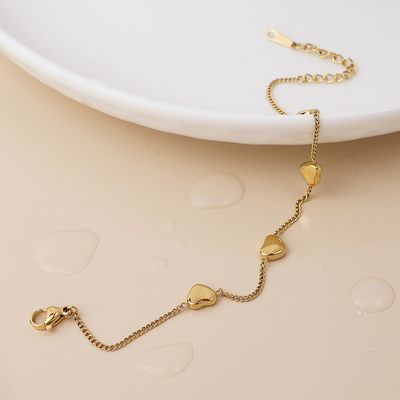 Waterproof Gold Plated Heart Station Bracelet