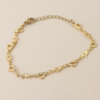 Waterproof Gold Plated Stars And Hearts Bracelet