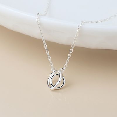 Sterling Silver Linked Double Hoop Necklace