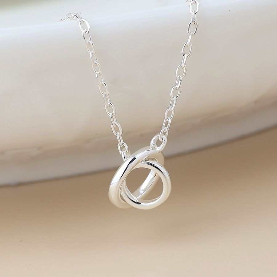 Sterling Silver Linked Double Hoop Necklace