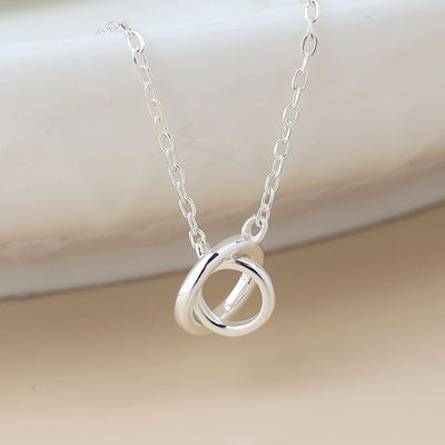 Sterling Silver Linked Double Hoop Necklace
