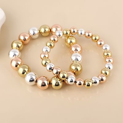 Orb Mixed Metal Large And Small Round Bead Bracelet Set
