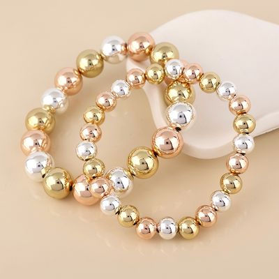 Orb Mixed Metal Large And Small Round Bead Bracelet Set