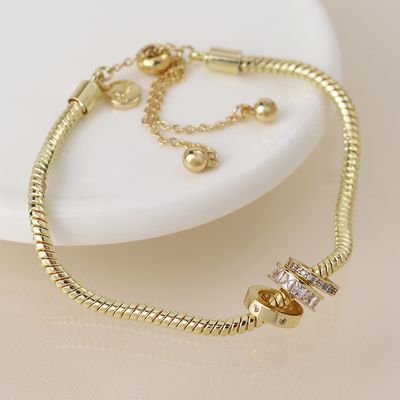 Golden Triple Mini Crystal Rings Bracelet
