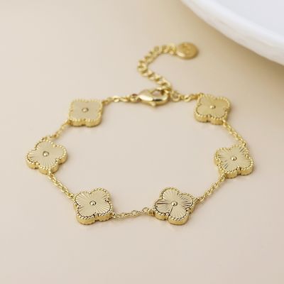 Faux Gold Plated Quatrefoil Station Bracelet