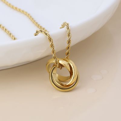 Lord Stainless Steel Gold Plated Triple Interlinked Hoop Necklace