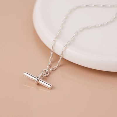 Sterling Silver T-Bar Necklace