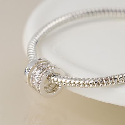 Silver Plated Triple Mini Crystal Rings Bracelet