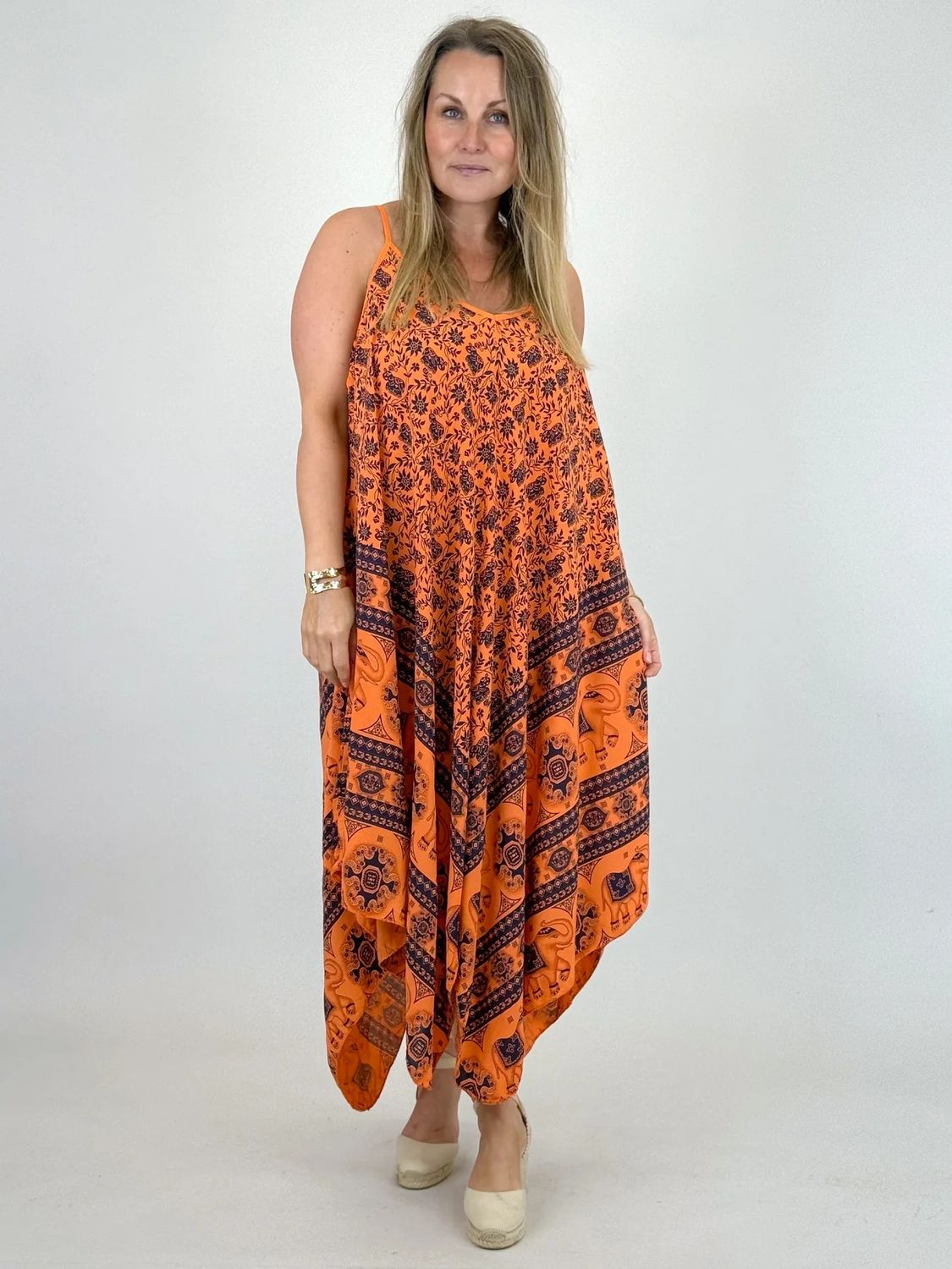 Made in Italy Joy Hanky Hem Dress  Aperol Orange