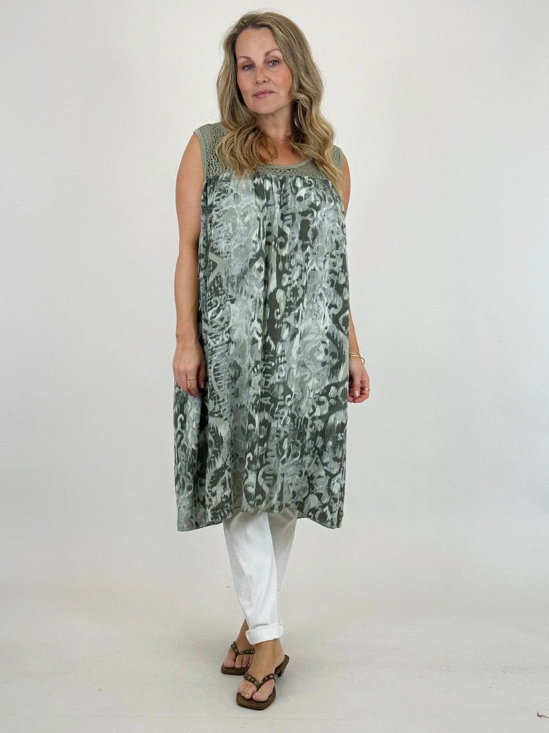 Made in Italy | Ikat Print Vest Dress