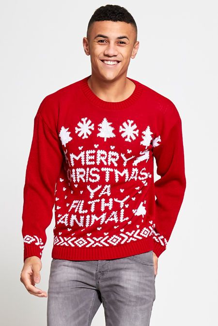 Red Merry Christmas Filthy Animal Christmas Jumper