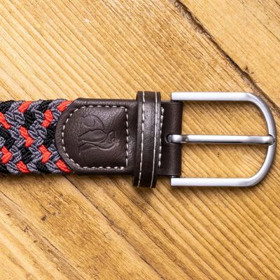 Woven Belt - Grey / Red Zigzag (S)