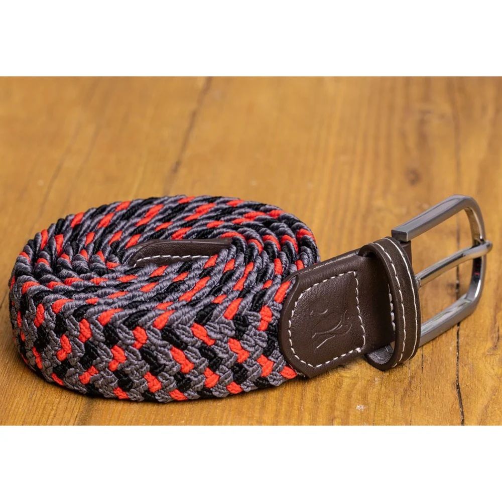 Woven Belt - Grey / Red Zigzag (S)