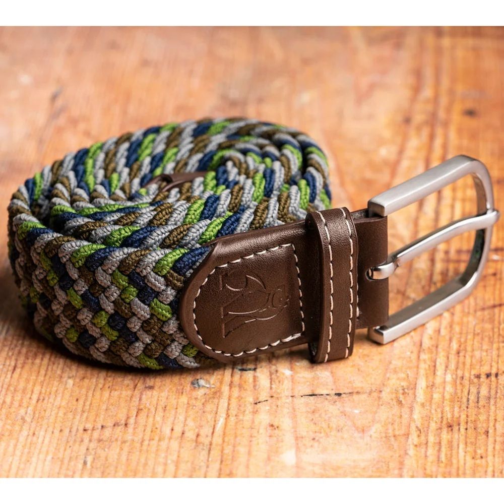 Woven Belt - Green / Blue Zigzag