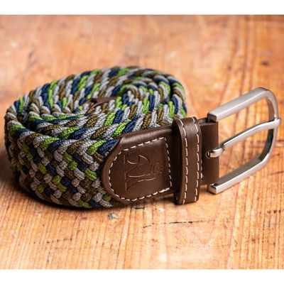 Woven Belt - Green / Blue Zigzag