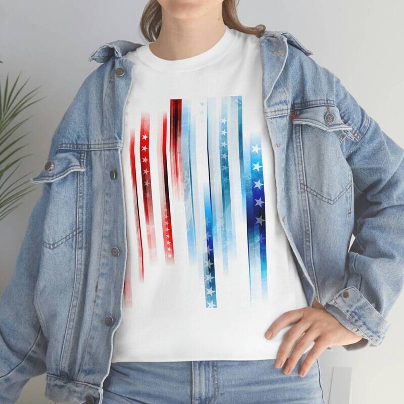 Abstract Stars And Stripes Unisex Heavy Cotton Tee