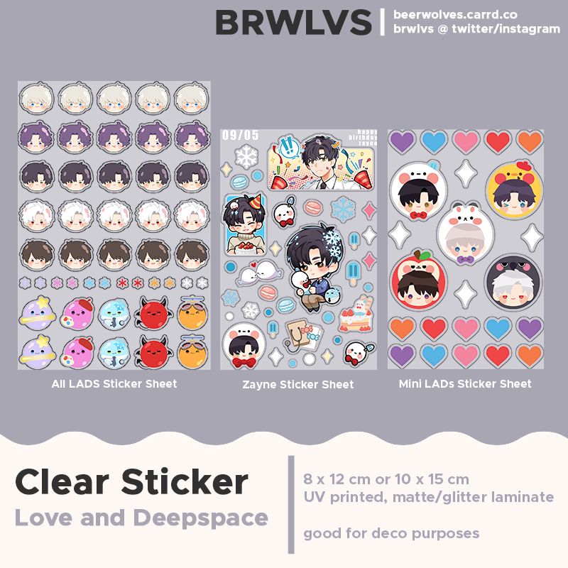 LaDs Clear Sticker Sheets