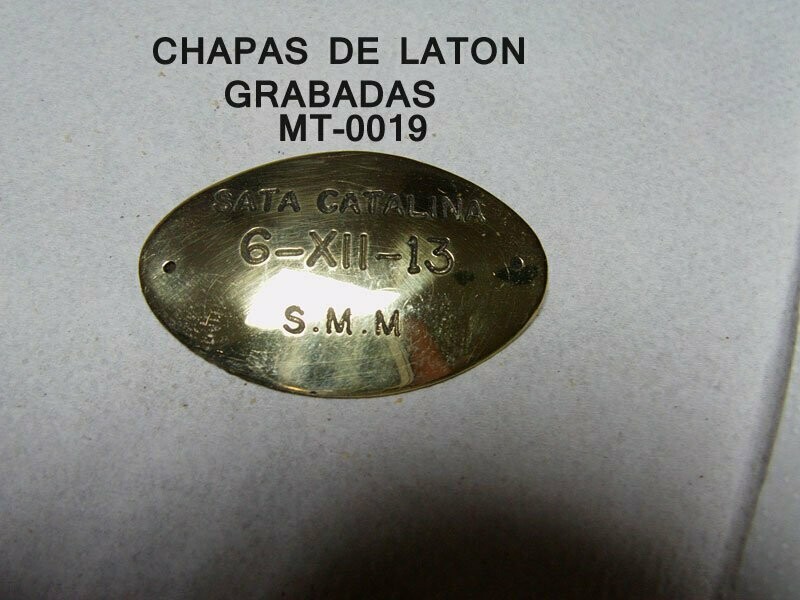 CHAPA DE LATON GRABADA