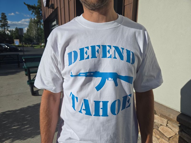 DEFEND TAHOE SHIRT (BLUE ON WHITE)