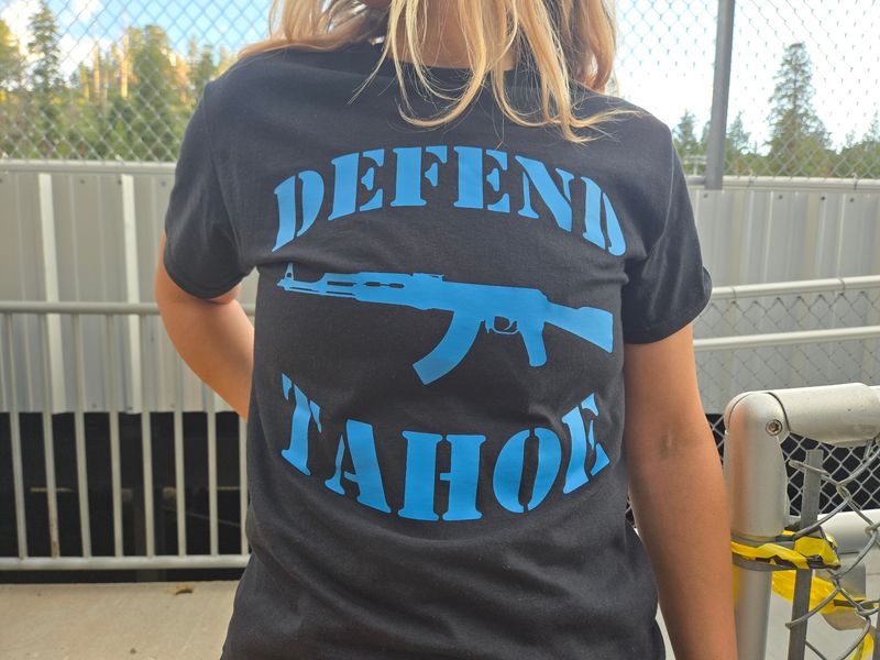DEFEND TAHOE SHIRT (BLUE ON BLACK)