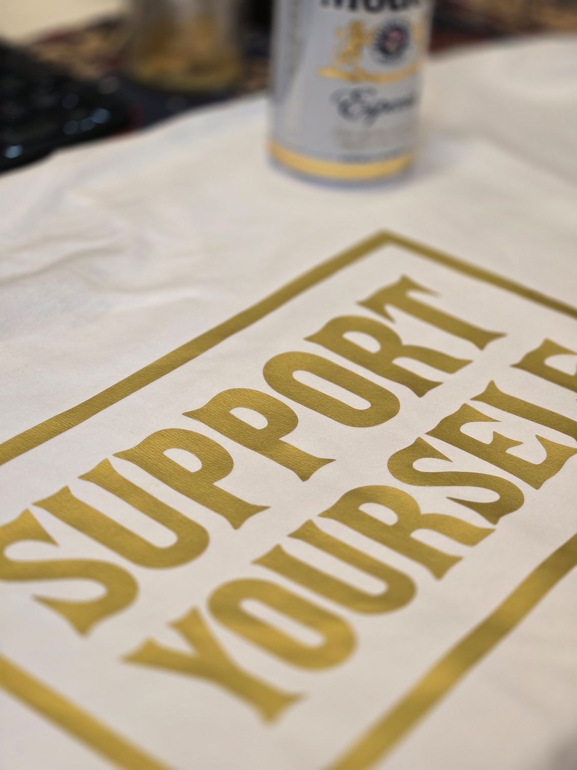 BOX LOGO SHIRT (GOLD ON WHITE)