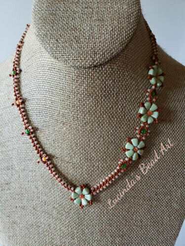 Heart to Heart Necklace Green, Orange, Peach and Terracotta