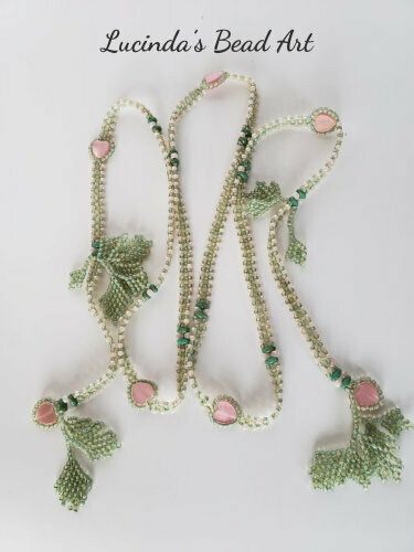 Pink Valentine Lariat with Green Leaves