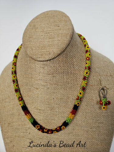 Jamaican Colors Necklace Set With Flowers