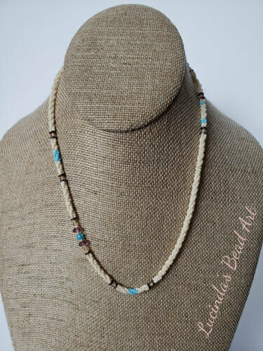 Ivory, Blue, Purpley Necklace