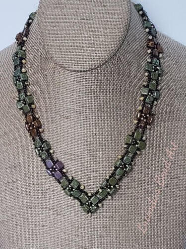 Tiles Necklace - Greens and Bronze