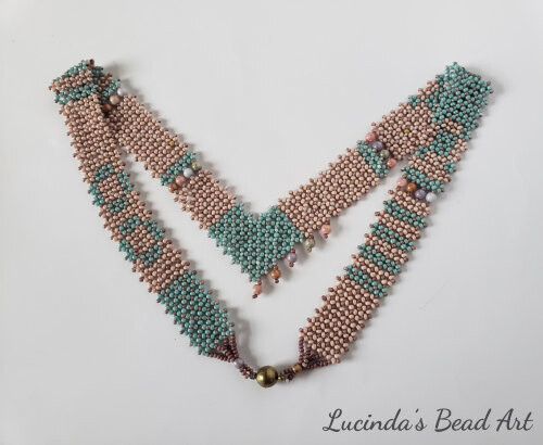 Netted Aqua and Blush Necklace