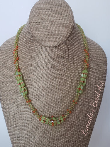 Green and Orange Woven Necklace