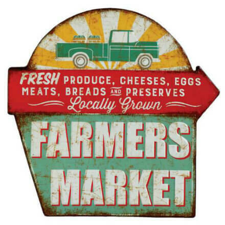 Farmer&#39;s Market Distressed Tin Sign