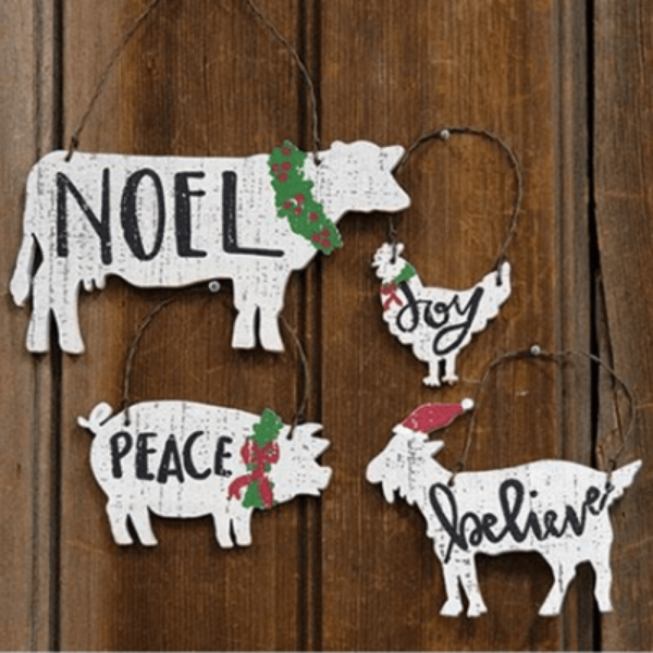 Farm Animal Ornaments - Set of 4