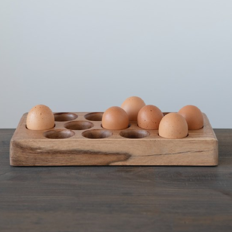 Creative Co-op Acacia Wood Egg Tray