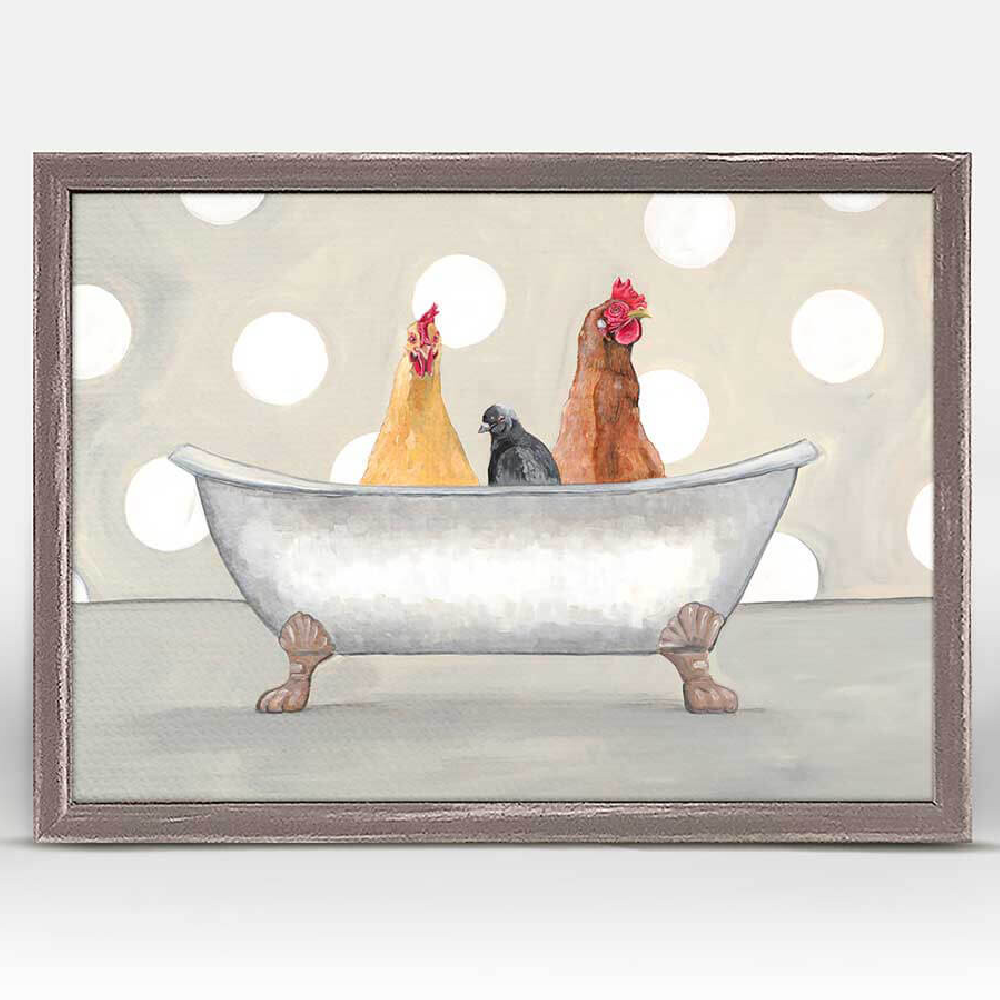 Bird Bath Framed Canvas
