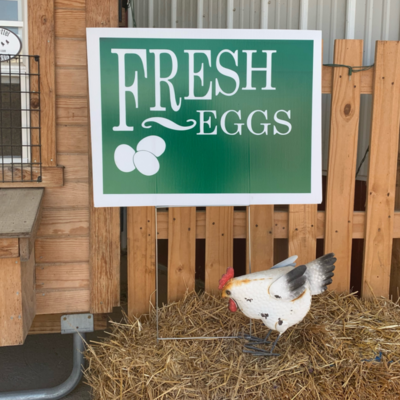 Fresh Eggs Green Corrugated Sign