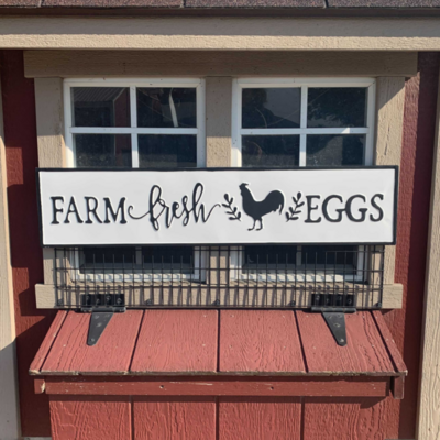 White Enamel Farm Fresh Egg Sign