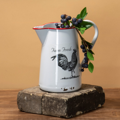 Enameled Rooster Pitcher