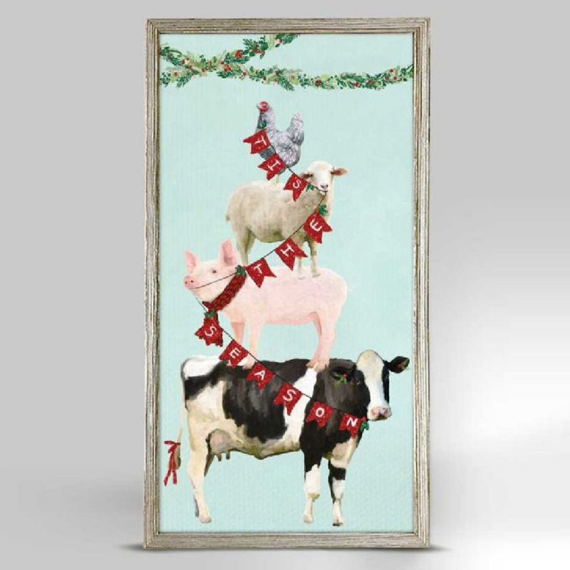 Tis The Season Animal Stack Framed Mini Canvas