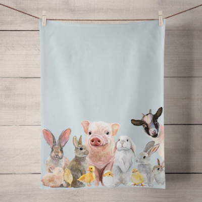 Spring Animal Babies Tea Towel