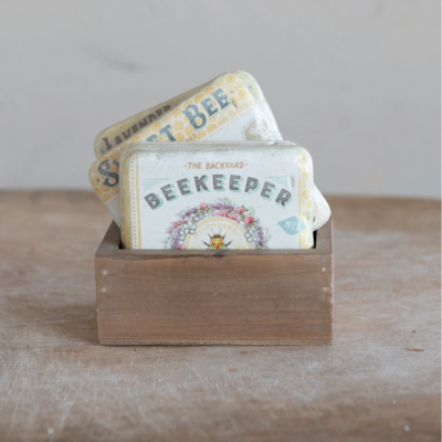Bee Coasters with Wooden Box