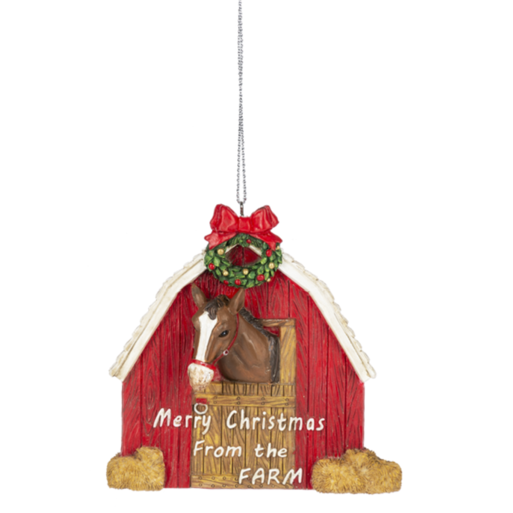 Horse in a Barn Christmas Ornament